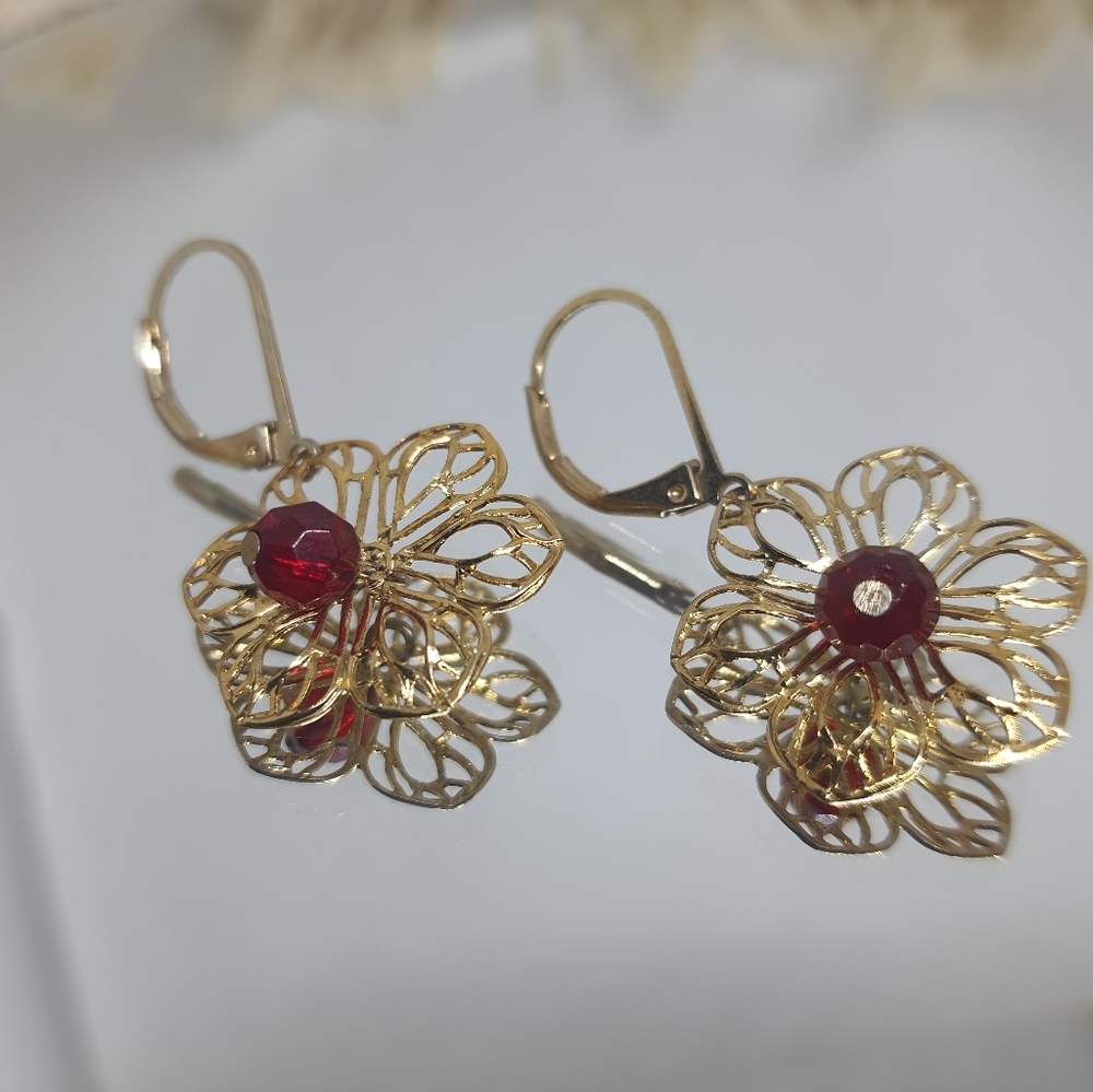 Gold Flower Earrings